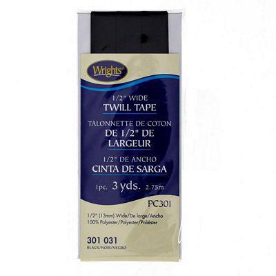 Wrights Twill Tape Black 1/2 in 3 Yards 117 301 031