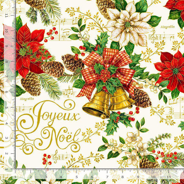 CHRISTMAS BELL POINSETTIA AND TEXT HOLIDAY-CM2050  CREAM