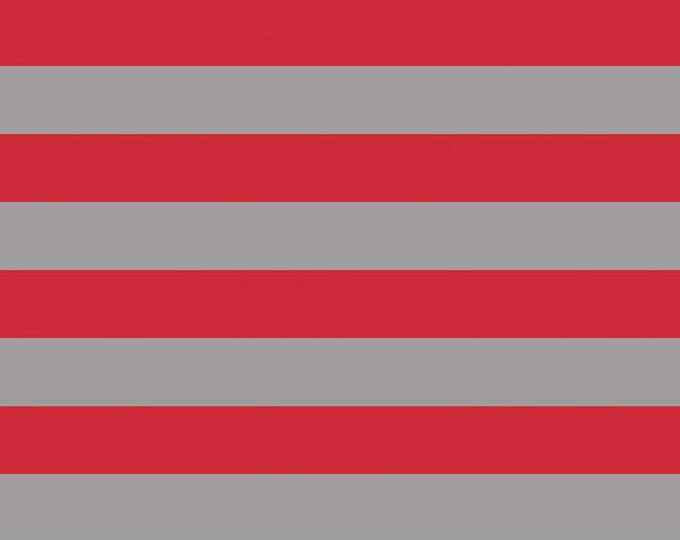 Riley Blake Designs 1 inch Red and Gray Stripe Jersey Knit Fabric - K540-133