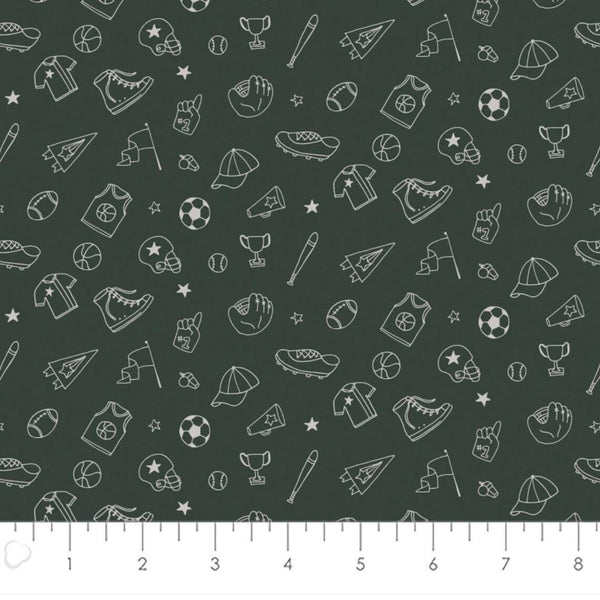 Camelot Fabrics - All Star Sports - Tossed Equipment Outlines - 61190204 01