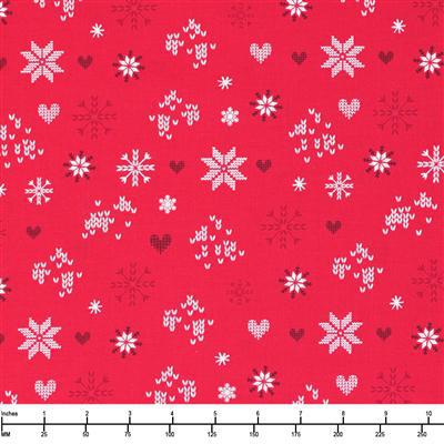 Benartex snowflake Love Red