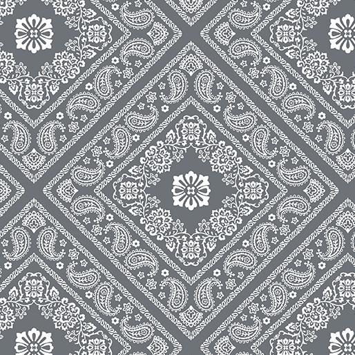 Benartex Bandana Medley by Rockstar Sewing - Bandana Gray - 6127 13