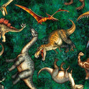 Savage Kingdom Tossed Dinosaurs Green 31734 F QT Fabrics 100% Cotton Fabric 44/45" wide - Sewjersey.com