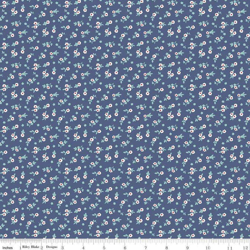 Riley Blake Designs Cook Book by Lori Holt - Blossom Denim - C11763-DENIM
