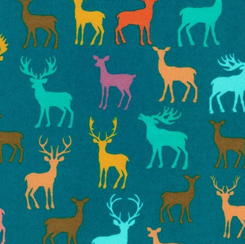 Robert Kaufman Cozy Outdoors - Deer Teal Flannel - SRKF 20444 213 TEAL - Sewjersey.com