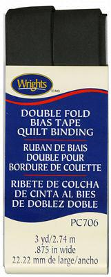 Wrights Double Fold Quilt Binding Black - Sewjersey.com