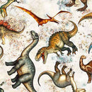 Savage Kingdom Tossed Dinosaurs Sand 31734 E QT Fabrics 100% Cotton Fabric 44/45" wide - Sewjersey.com