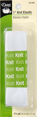 Dritz 1" Knit Elastic White 1.25 Yards 9318W - Sewjersey.com