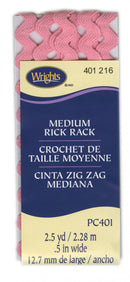 Wrights Medium Rick Rack Candy Pink 2-1/2 Yards - Sewjersey.com