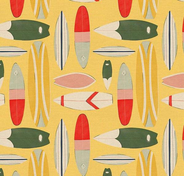 Paintbrush Studio Fabrics Beach Day Surfs Up yellow 120-3120 - Sewjersey.com