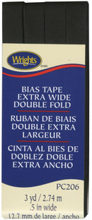 Wrights Extra Wide Double Fold Bias Tape Black 3 Yards