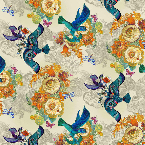 Wonderland Fabric By Day Hummingbirds