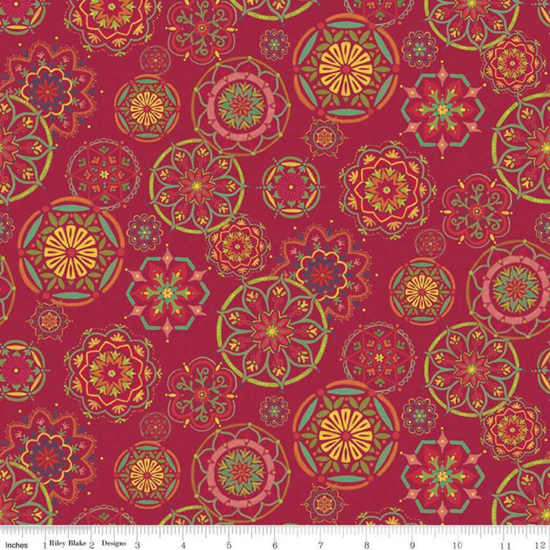 Riley Blake Designs Indigo Garden by Heather Peterson - Red Indigo Garden Mandala - C11271 RED - Sewjersey.com