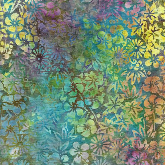 Mixed Asian Floral-Multi Pink Yellow Blue Island Batik
