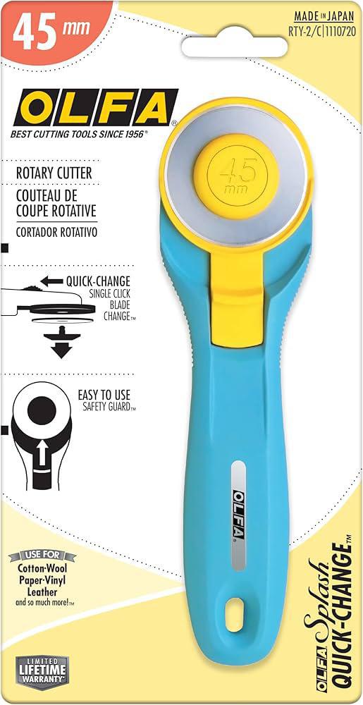 Olfa Splash Rotary Cutter Light Blue 45 mm - Sewjersey.com