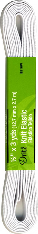 Dritz Knit Elastic 1/2 inch White 3yds - Sewjersey.com