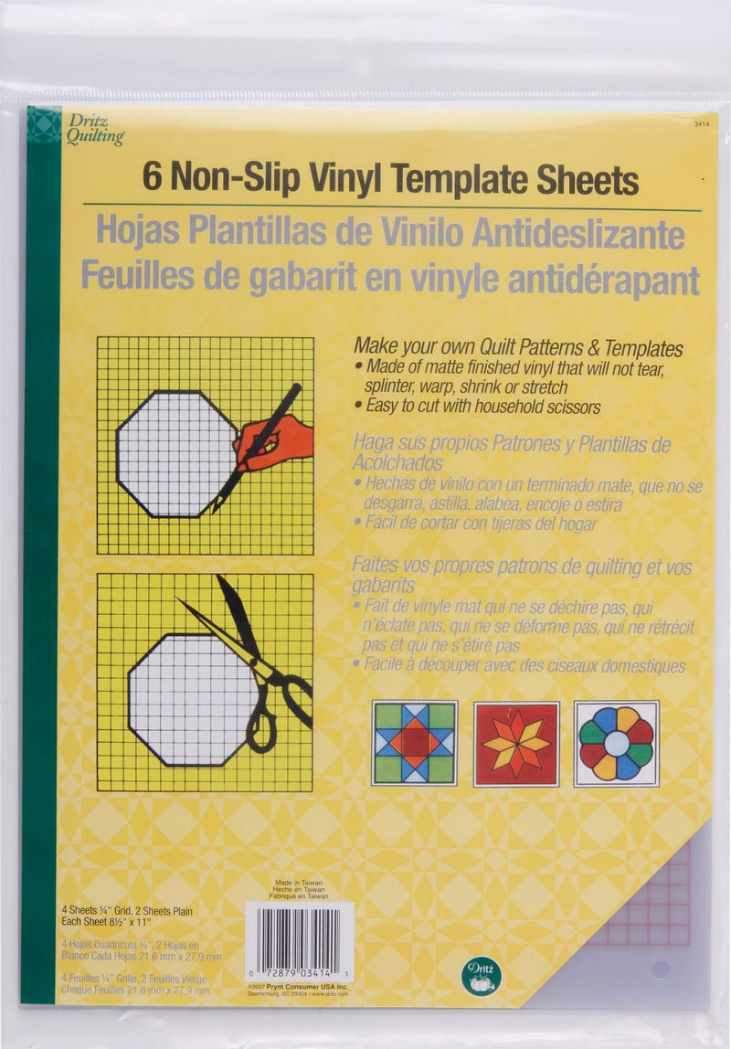 6 Non-Slip Vinyl Template Sheets - Sewjersey.com