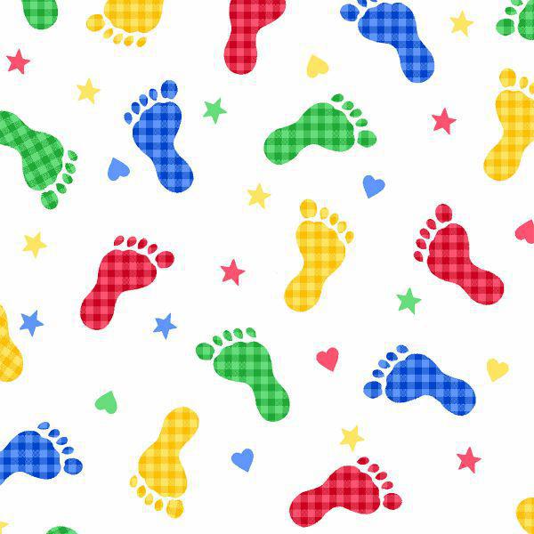 AE Nathan Comfy Flannel Prints Baby Footprint Primary 9307 78 - sewjersey.com