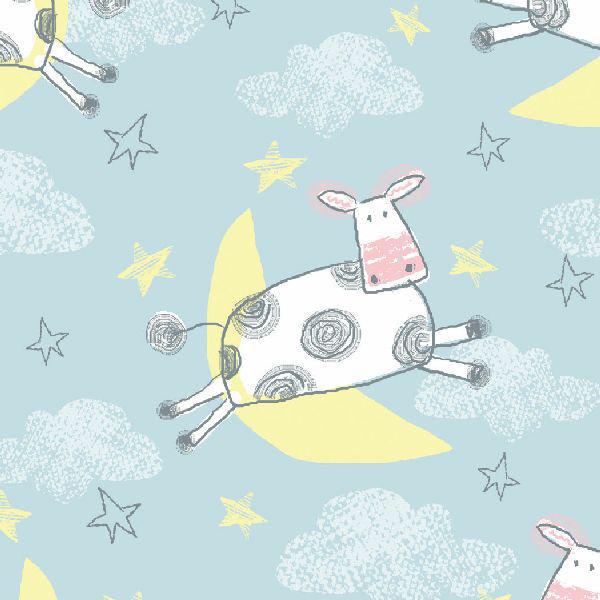 AE Nathan Comfy Flannel Prints Cows Jumping Over the Moon Blue 13877 BLUE - sewjersey.com