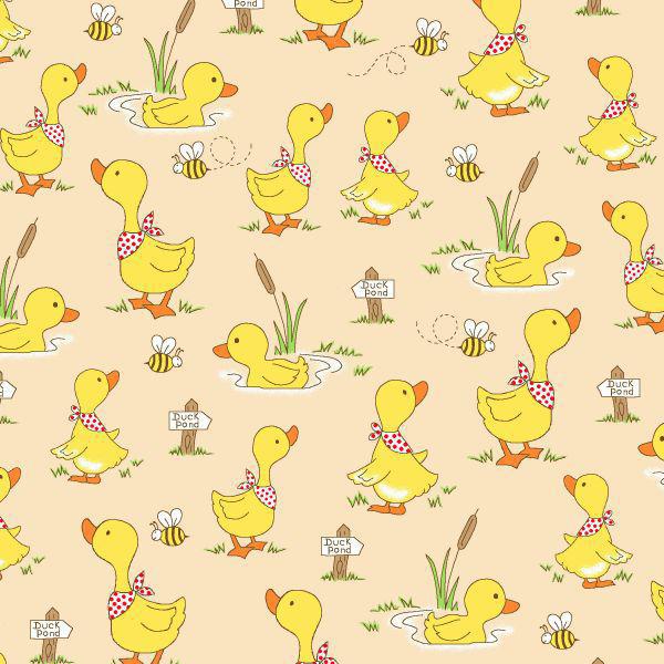 AE Nathan Comfy Flannel Prints Ducklings Tan 1018 44 - sewjersey.com