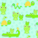 AE Nathan Comfy Prints Flannel Frogs, Turtles, and Crocodiles Light Blue 0997 06 - sewjersey.com