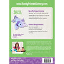 The back cover of the Aristotle Axolotl pattern, featuring fabric requirements