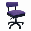 A front view of the arrow hydraulic sewing chair in the color royal purple