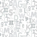 Benartex Adorable Alphabet by Jessica Flick - Tonal Alphabet Gray - 13021 08 - Sewjersey.com