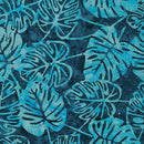 Benartex Bali Batik Bali Lagoon Monstera Navy/Peacock 9216 56 - sewjersey.com