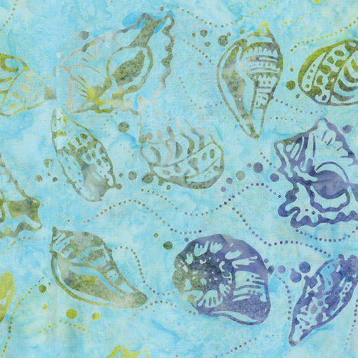 Benartex Bali Hawaii Seashells Light Aqua Batik - 9170-05