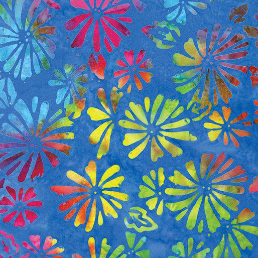 Benartex Bali Rainbow Gerber Cerulean/Multi - 9212 51
