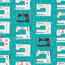 Benartex Bernina Vintage in Teal - 02279-84 - Sewjersey.com