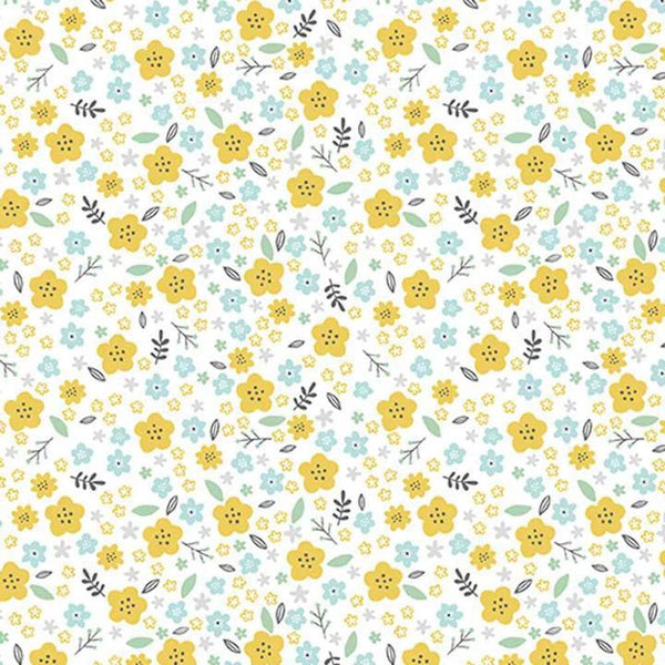 Benartex Doodle Baby Flannel Dream Flower Flannel Yellow/White - 13228F 31 - sewjersey.com