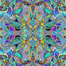 Benartex Duets by Paula Nadelstern Concertina Blue/Multi - 12353 55 - Sewjersey.com