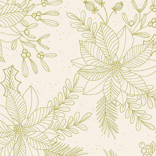Benartex Holiday Sparkle Sparkling Pointsettias Cream 12529M-07 - sewjersey.com