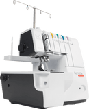 Bernette 42 Funlock 4 Thread 3 Needle Coverstitch Machine Front angled view showing the side of the machine - sewjersey.com