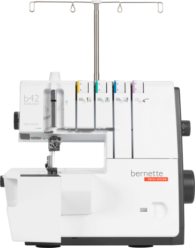 Bernette 42 Funlock 4 Thread 3 Needle Coverstitch Machine Front View - sewjersey.com