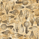 Blank Fabrics  Full Steam Ahead by Urban Essence Designs Lightbulbs 3932-41 Parchment - sewjersey.com