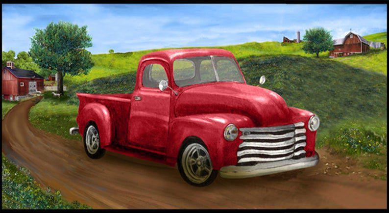 Blank Quilting Country Paradise Panel Red Truck by Christina Bramhall - 9352P - sewjersey.com