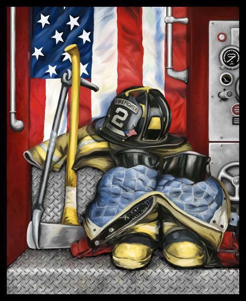 Blank Quilting Fire Alarm Firefighter 36" Panel 4104P-88 Red