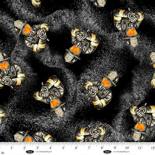 Blank Quilting Fire Alarm Firefighter with Hose Black 4093-99 Black