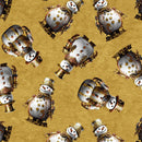 Steampunk Snowmen on a Gold Backgrounf