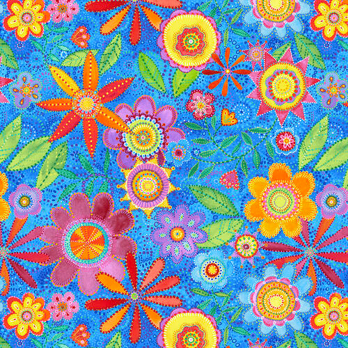 Blank Quilting Loca Linda II by Jackie Decker Large Floral Blue - 1690 75