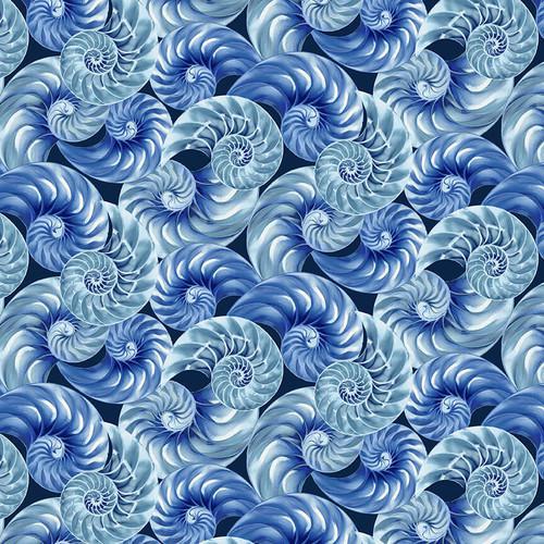 Blank Quilting Natural Beauties by Satin Moon Designs - Sea Shell Blue - 1797 75 - Sewjersey.com