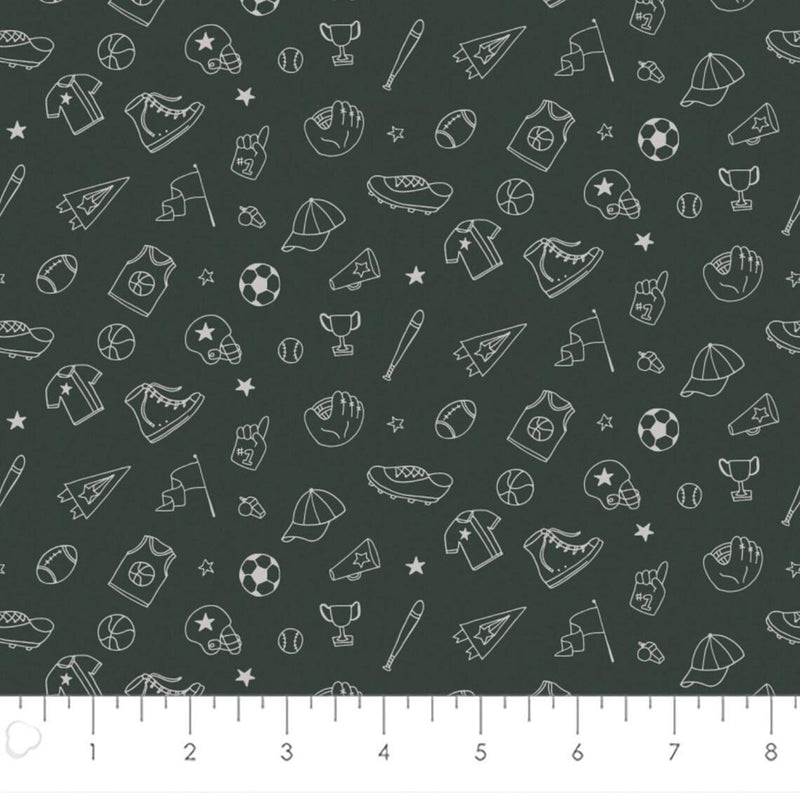 Camelot Fabrics - All Star Sports - Tossed Equipment Outlines - 61190204 01