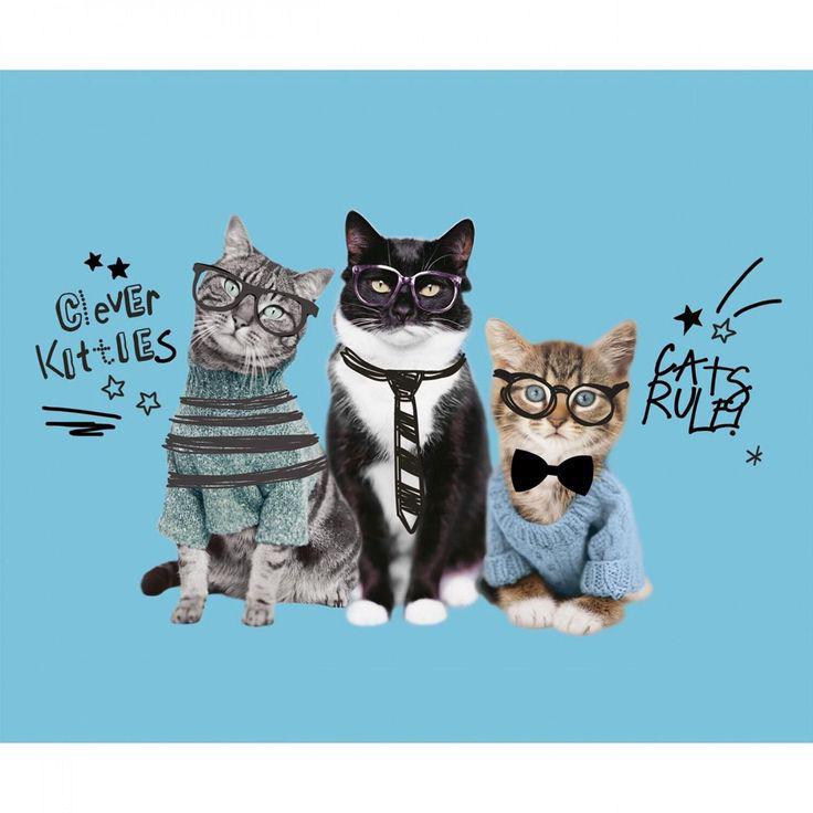 Camelot Fabrics Clever Kitties Cats Rule Panel - 34180108PJ - sewjersey.com