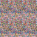 A close-up, top-down view of a dense, colorful sprinkled surface