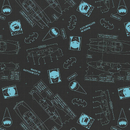 Fabric featuring batman, robbin, the bat signal, and the batmobile on a black background 