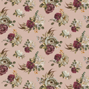 Floral pattern with purple and white flowers on a pink background