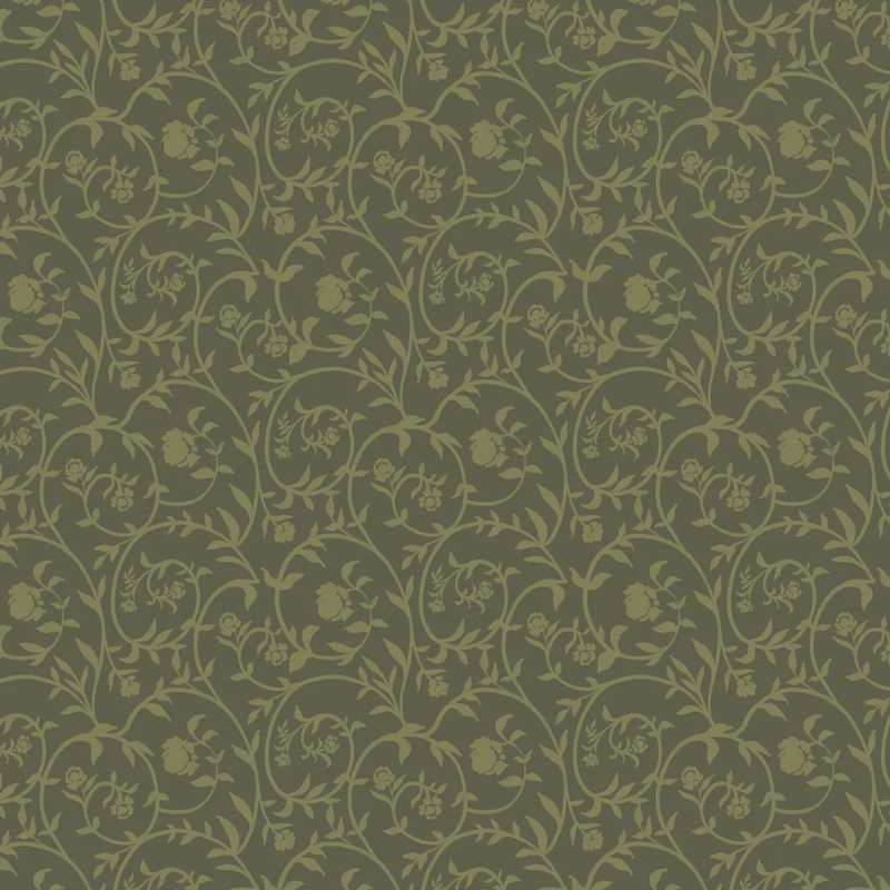 Decorative floral pattern on a green background